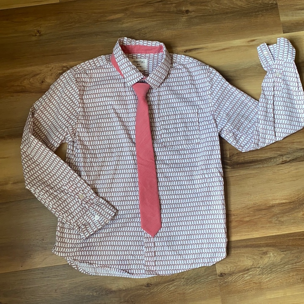 Youth L candy cane dress shirt and tie